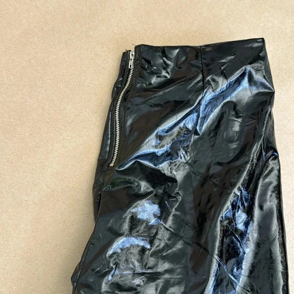 Fashion Nova Pants Shiny Black Vinyl Zippered - Picture 4 of 11